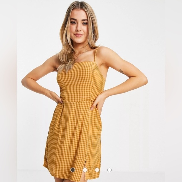 Aeropostale Gingham Mini Dress- Yellow- Size Large - Picture 1 of 9
